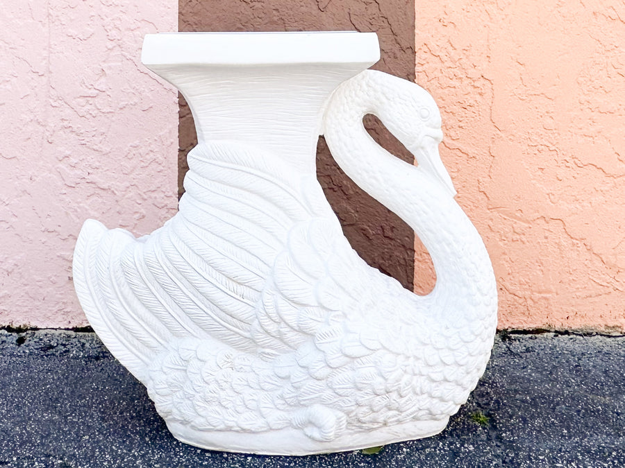 Plaster Swan Life Garden Seat