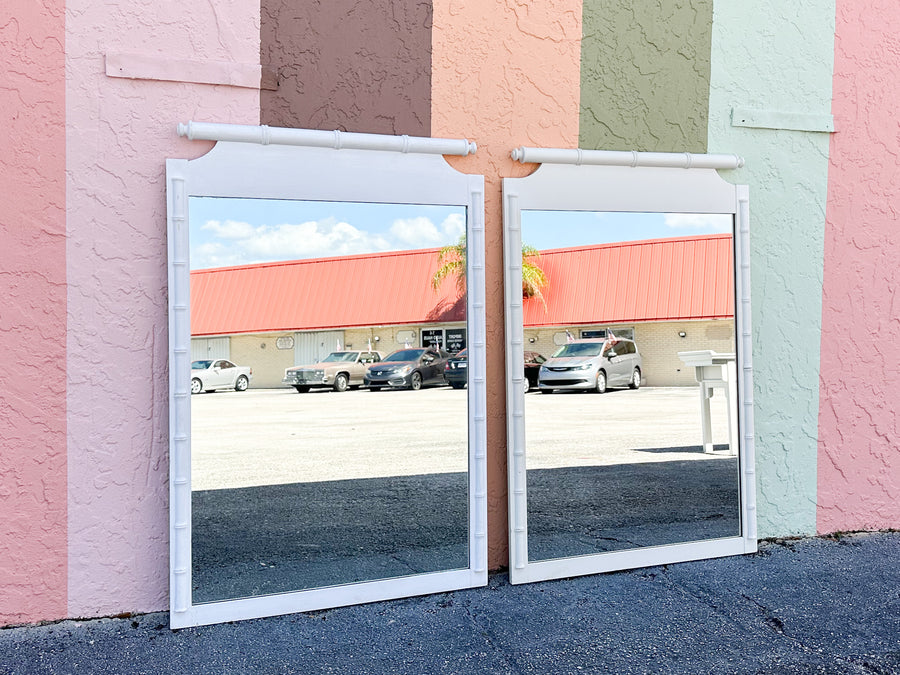 Pair of Faux Bamboo Mirrors