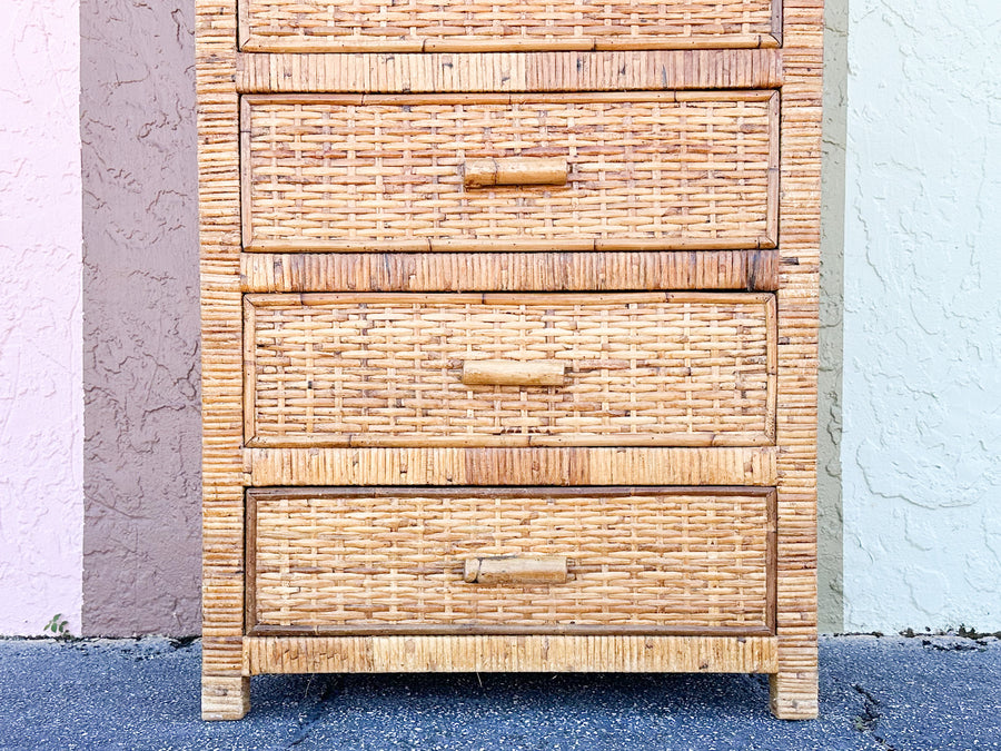 Island Style Rattan Wrapped Tall Chest