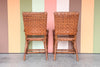 Pair of Island Chic Leather and Rattan Arm Chairs
