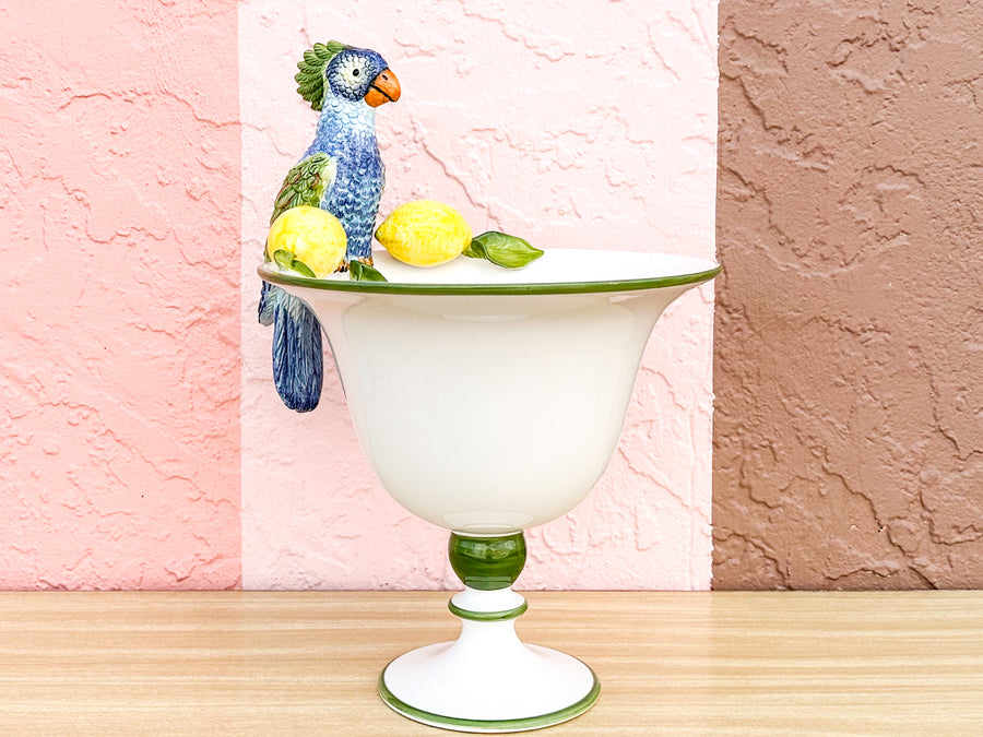 Italian Parrot and Lemon Pedestal Bowl