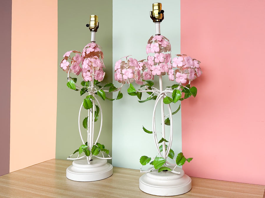 Pair of Lilac Tole Lamps