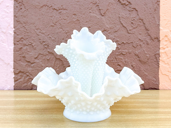 Fenton Milk Glass Hobnail Vase