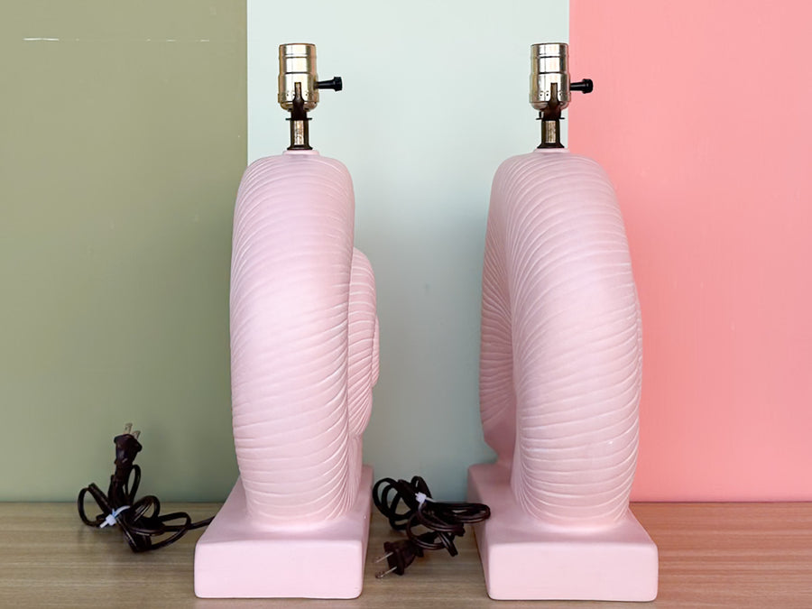 Pair of Pink Nautilus Lamps