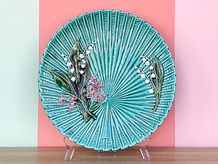 Large Majolica Lily of the Valley Plate