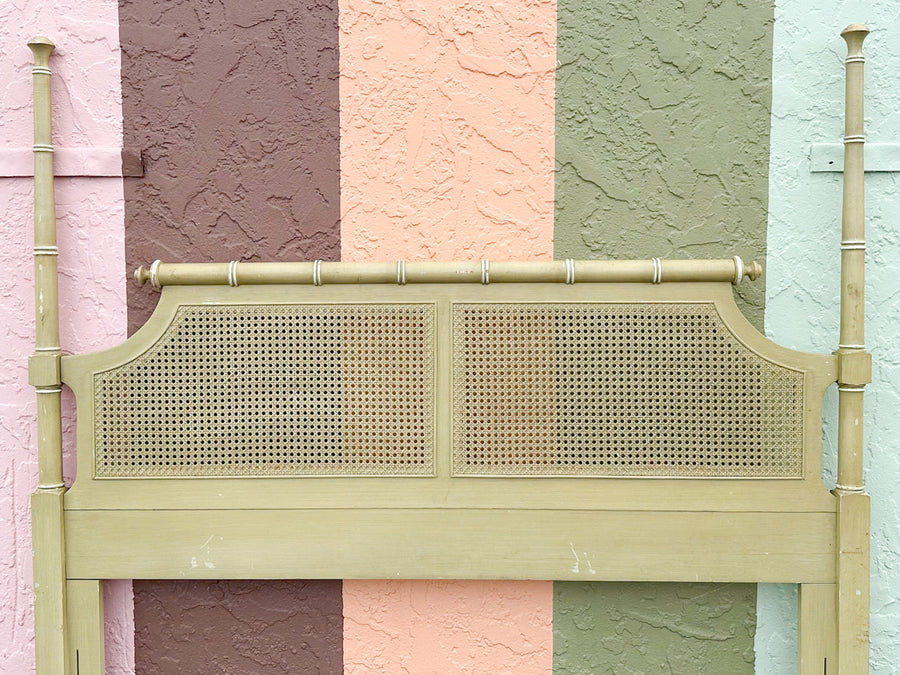 Faux Bamboo and Cane Queen Headboard