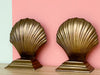 Large Brass Shell Bookends