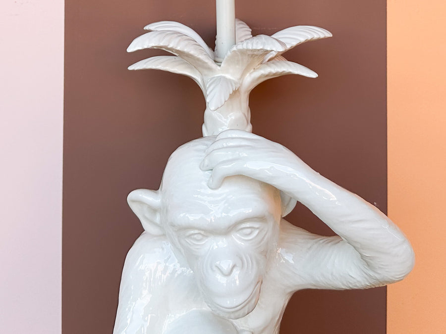 Whimsical Ceramic Monkey and Palm Tree Lamp