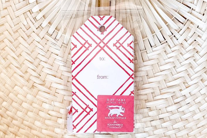 Set of Ten Island House Red Gift Tags