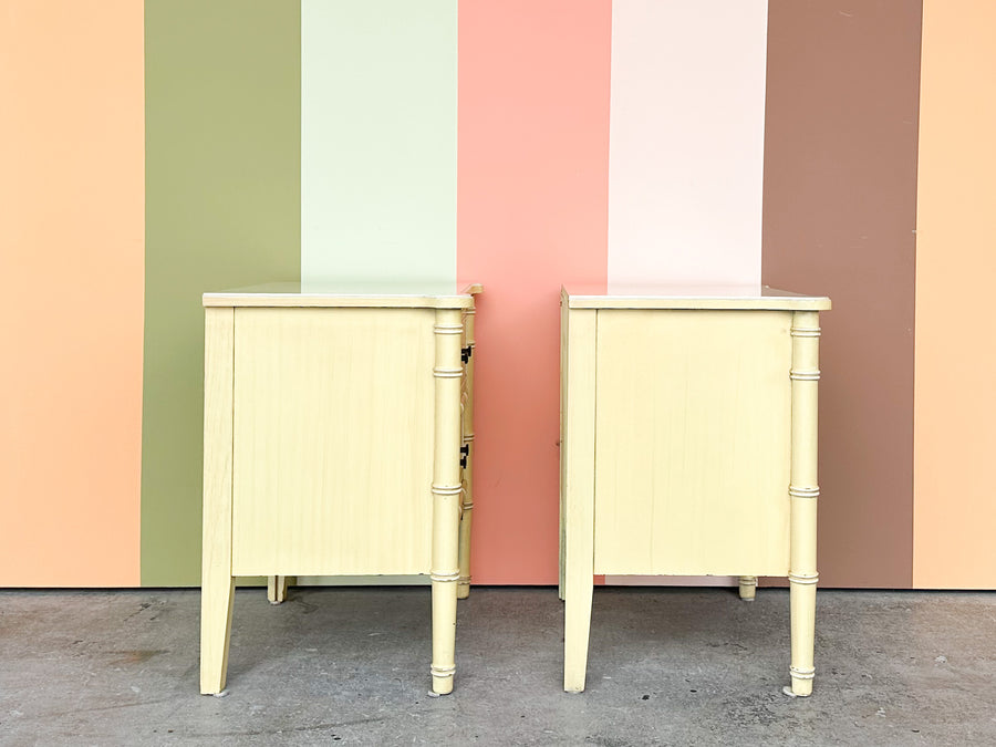 Pair of Henry Link Faux Bamboo Nightstands