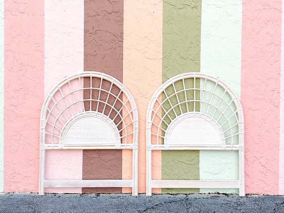 Pair of Rattan Arch Twin Headboards