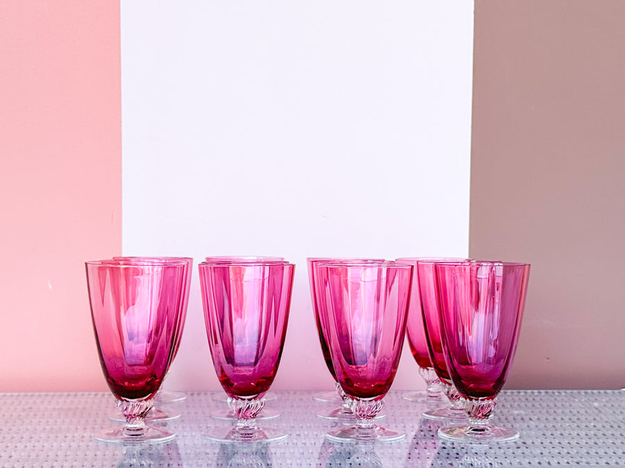 Set of Twelve Georges Borgfeldt Lisa Cranberry Tea Glassware