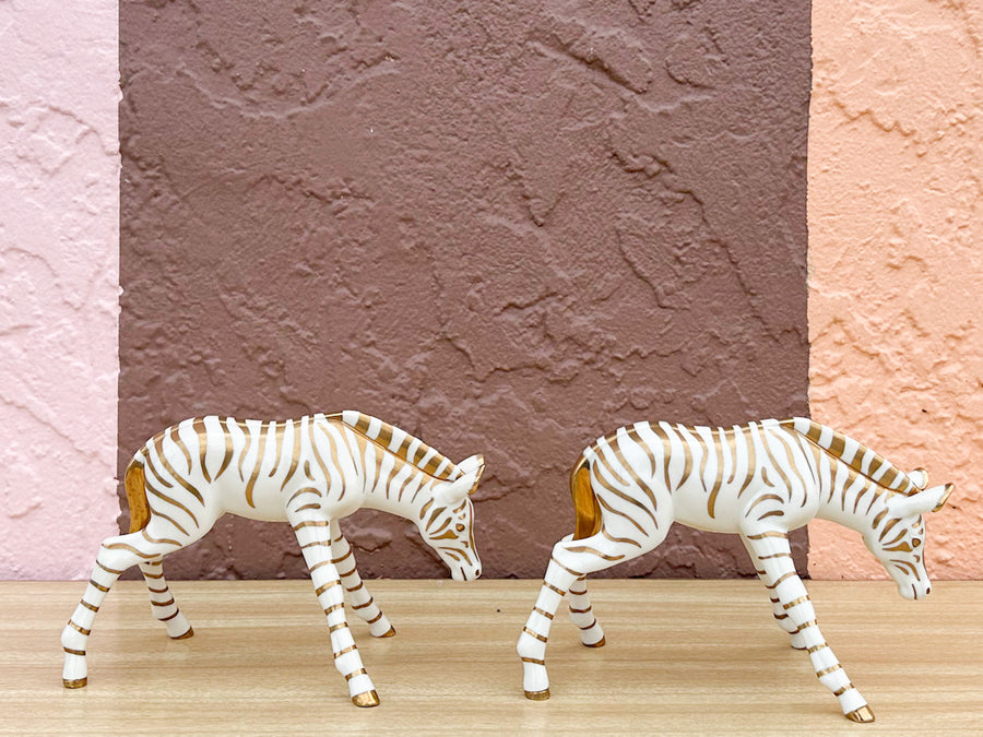 Pair of Gold Lenox Zebras