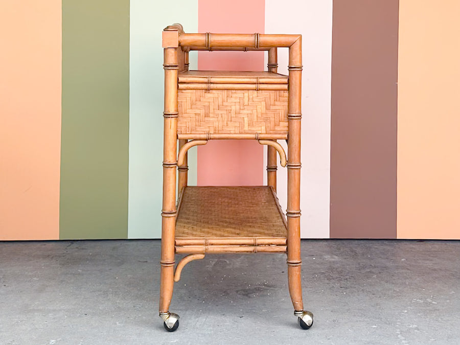Old Florida Dixie Rattan Bar on Casters
