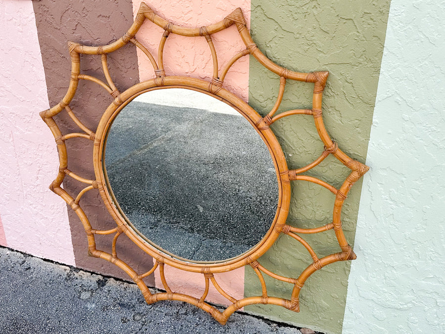 Rattan Flower Mirror