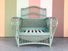 Seafoam Green Ficks Reed Rattan Lounge Chair and Ottoman