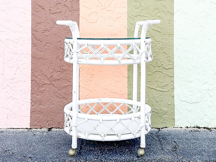 Ficks Reed Round Rattan Bar Cart