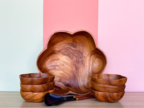 Monkeypod Flower Salad Bowl Set