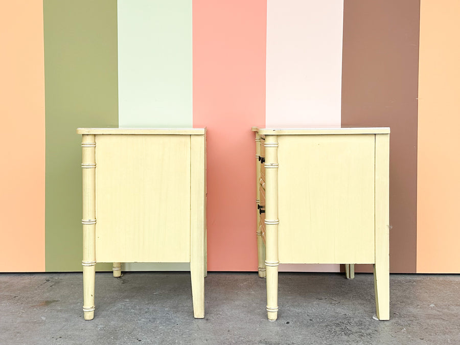Pair of Henry Link Faux Bamboo Nightstands
