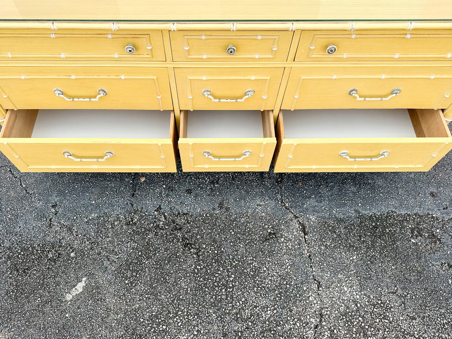 Thomasville Yellow Faux Bamboo Dresser