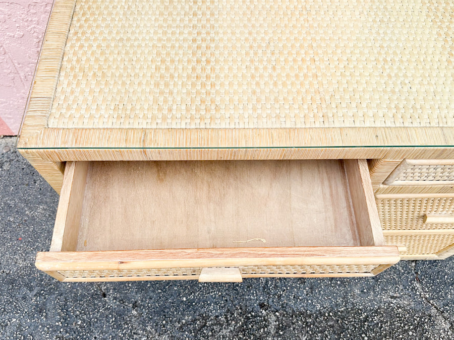 Coastal Style Rattan Wrapped Desk