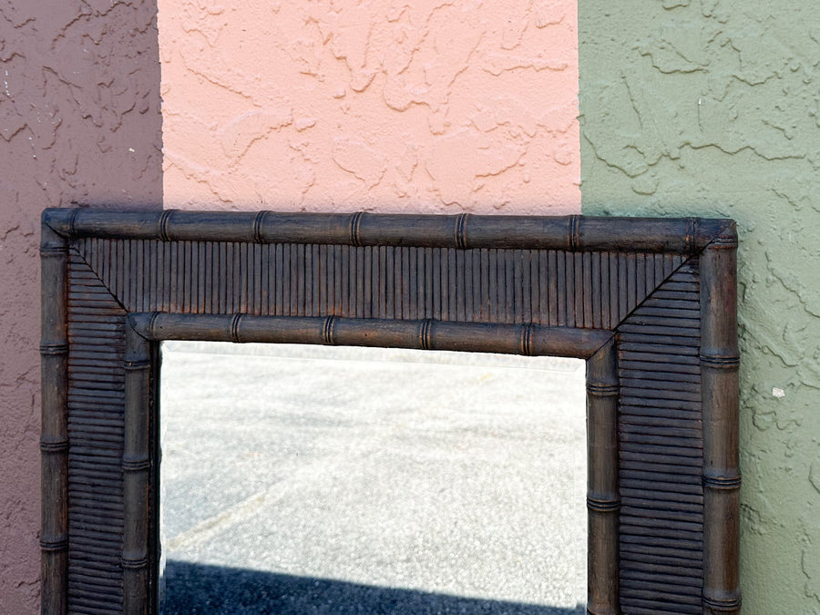 West Indies Style Faux Bamboo and Rattan Mirror