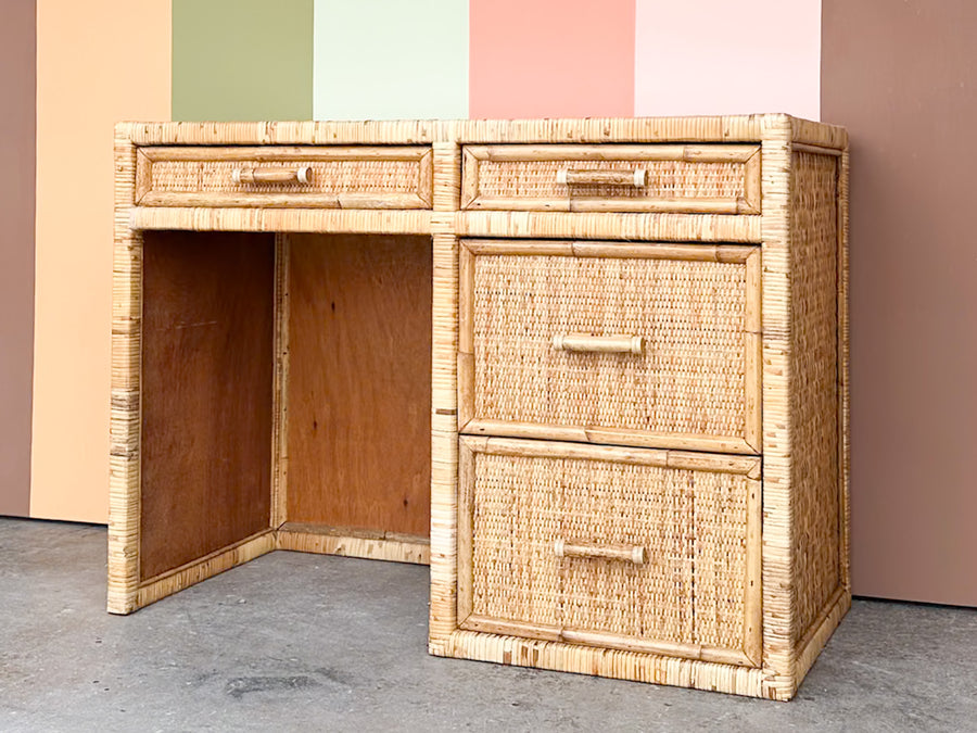 Coastal Rattan Wrapped Desk