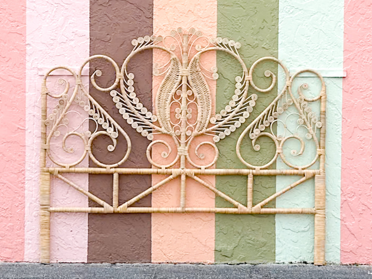 Rattan Peacock Queen Headboard