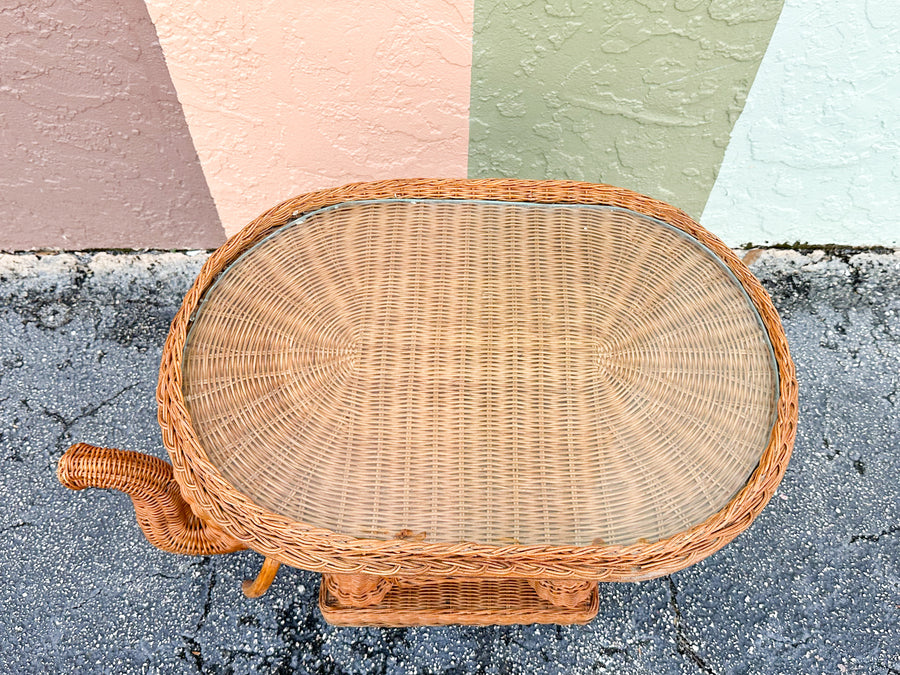 Natural Wicker Elephant Garden Seat