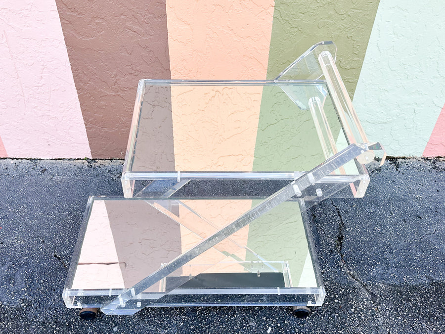 Fab MCM Mirrored Lucite Bar Cart