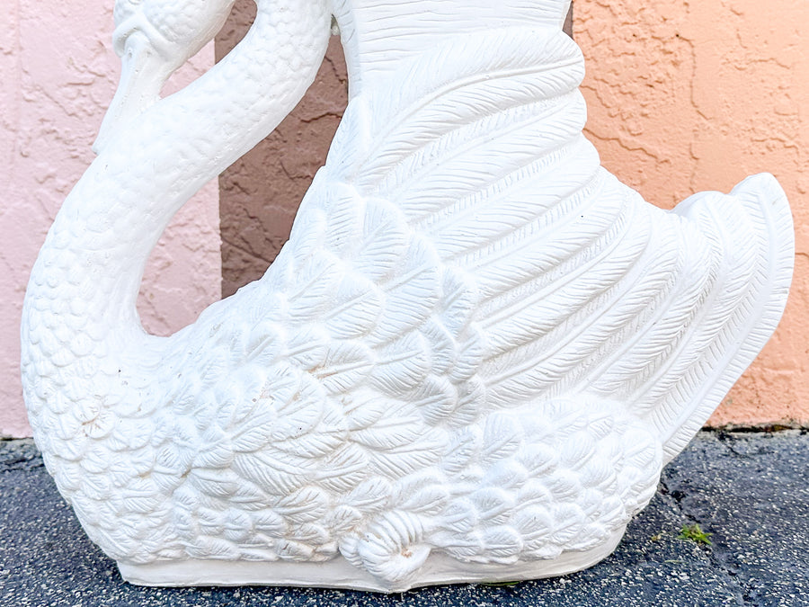 Plaster Swan Life Garden Seat