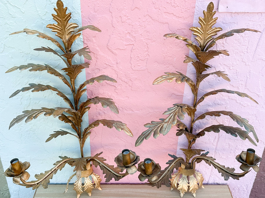 Pair of Hollywood Regency Style Wall Sconces