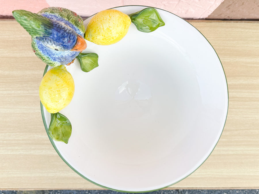 Italian Parrot and Lemon Pedestal Bowl