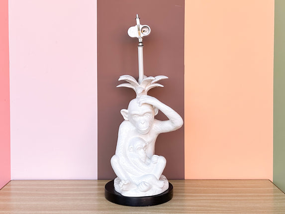 Whimsical Ceramic Monkey and Palm Tree Lamp