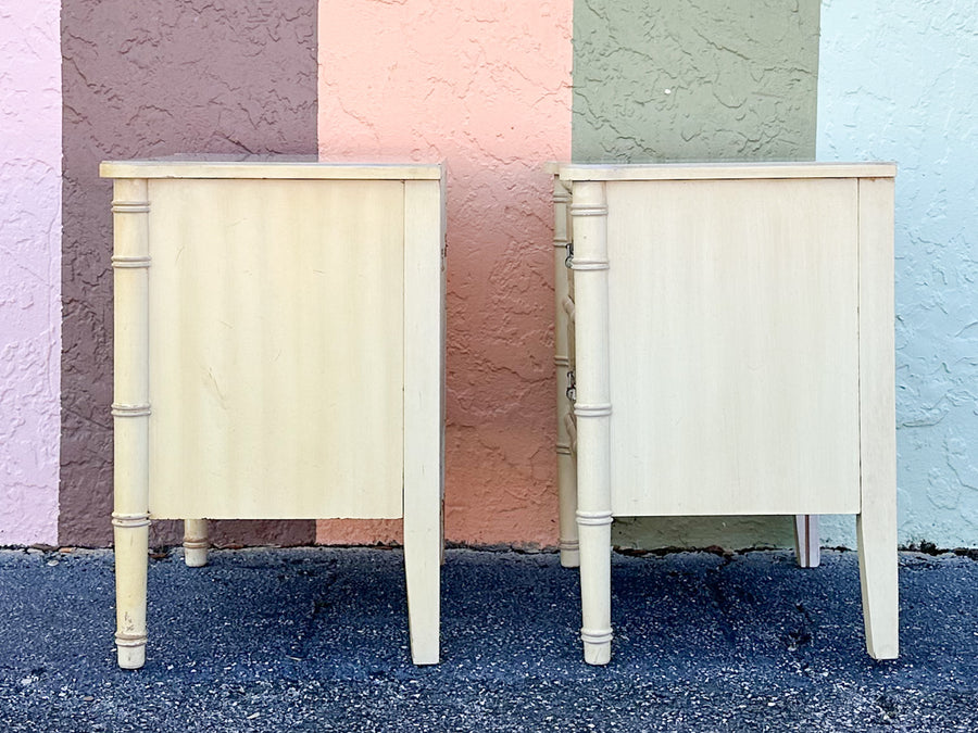 Pair of Henry Link Faux Bamboo Nightstands