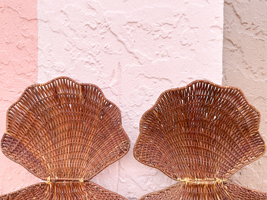 Pair of Wicker Clam Shell Baskets