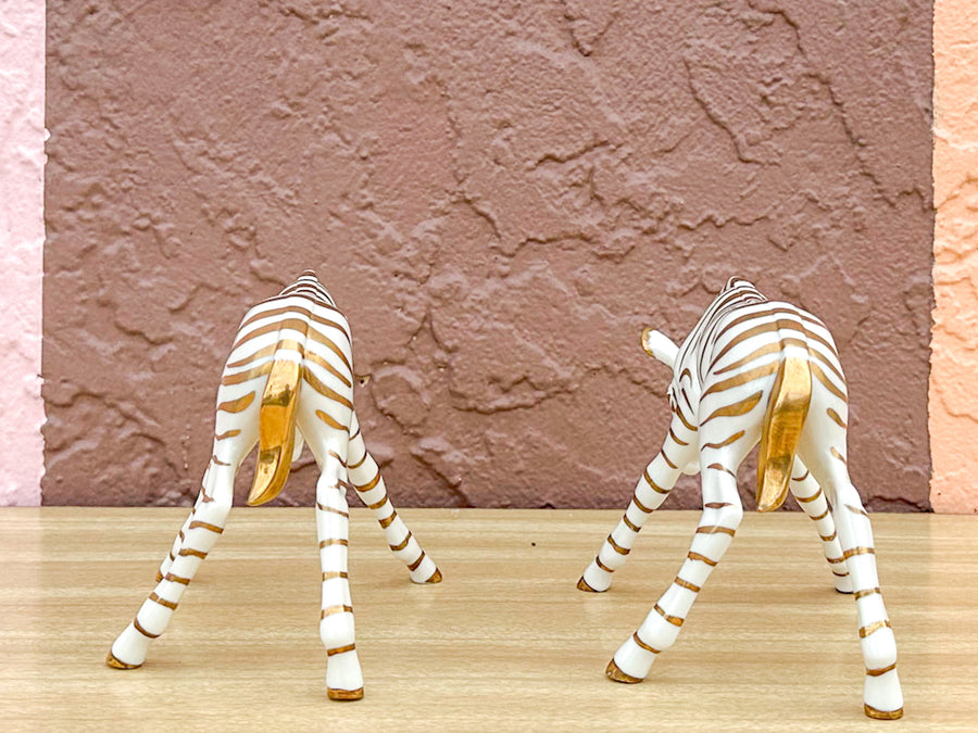 Pair of Gold Lenox Zebras