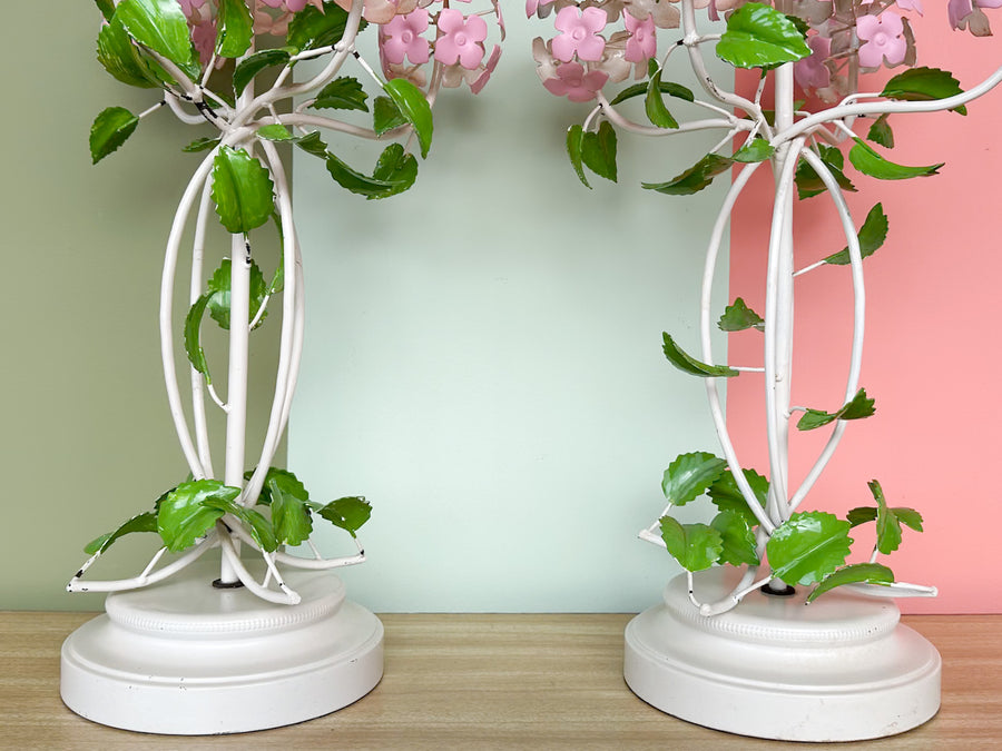 Pair of Lilac Tole Lamps