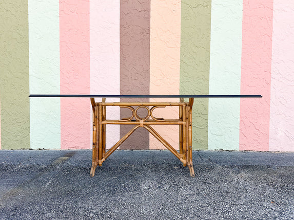 Old Florida Style Rattan Dining Table