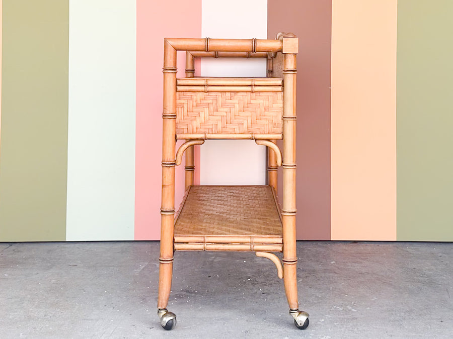 Old Florida Dixie Rattan Bar on Casters
