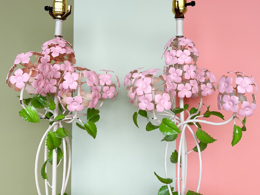 Pair of Lilac Tole Lamps