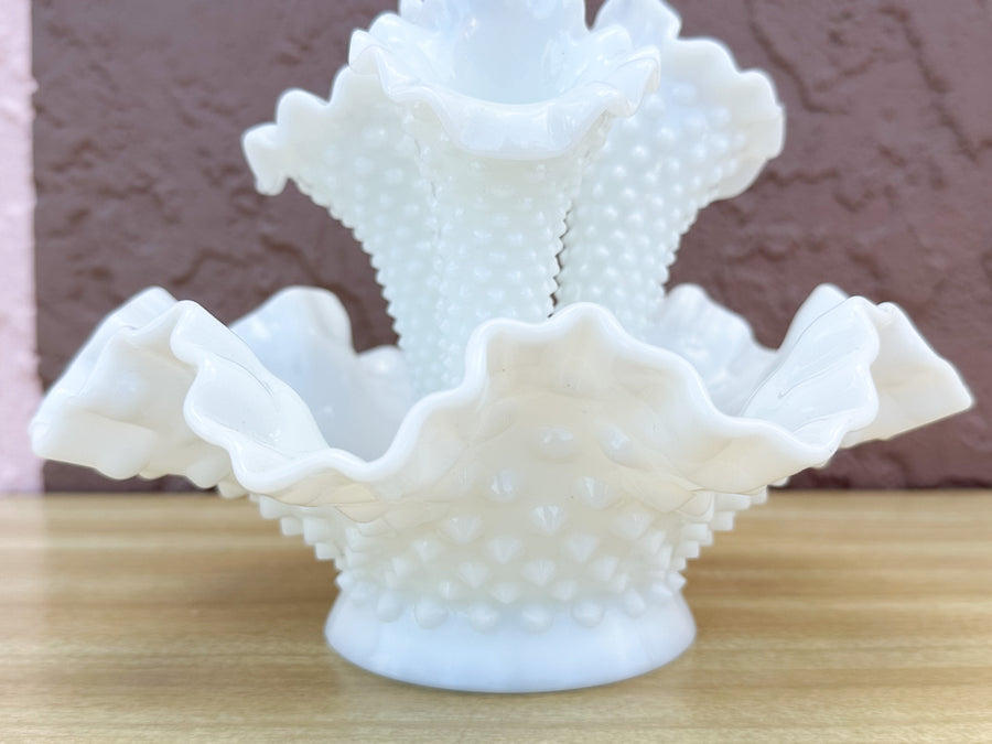 Fenton Milk Glass Hobnail Vase