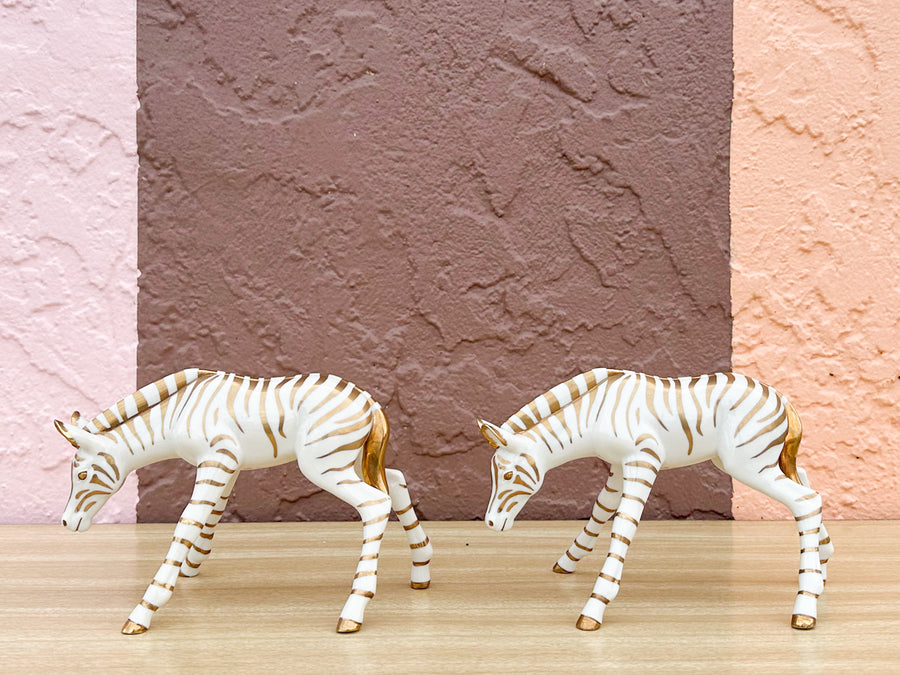 Pair of Gold Lenox Zebras