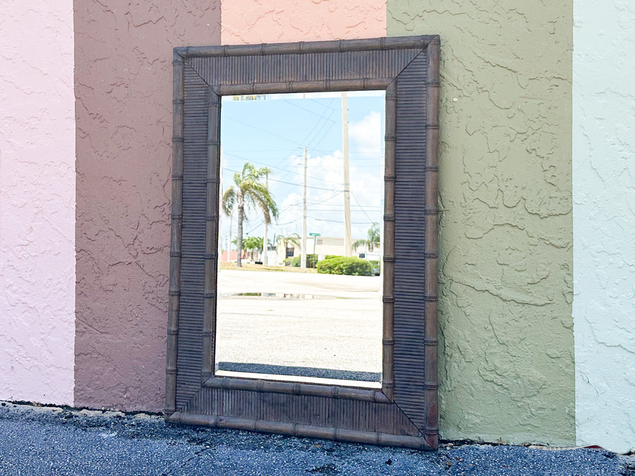 West Indies Style Faux Bamboo and Rattan Mirror