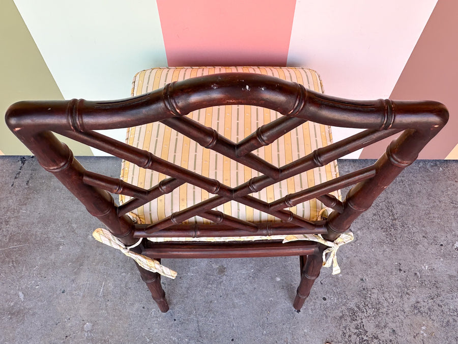 Chippendale Faux Bamboo and Cane Side Chair
