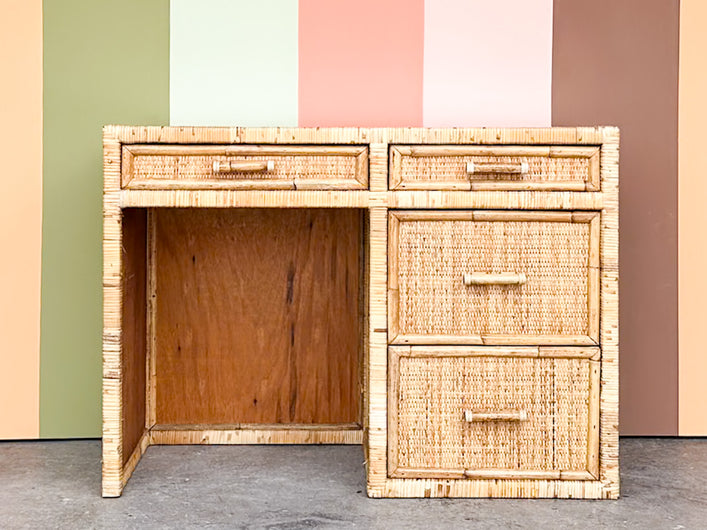 Coastal Rattan Wrapped Desk