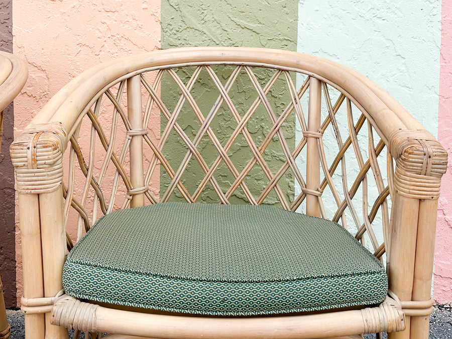 Pair of Ficks Reed Rattan Barrel Chairs