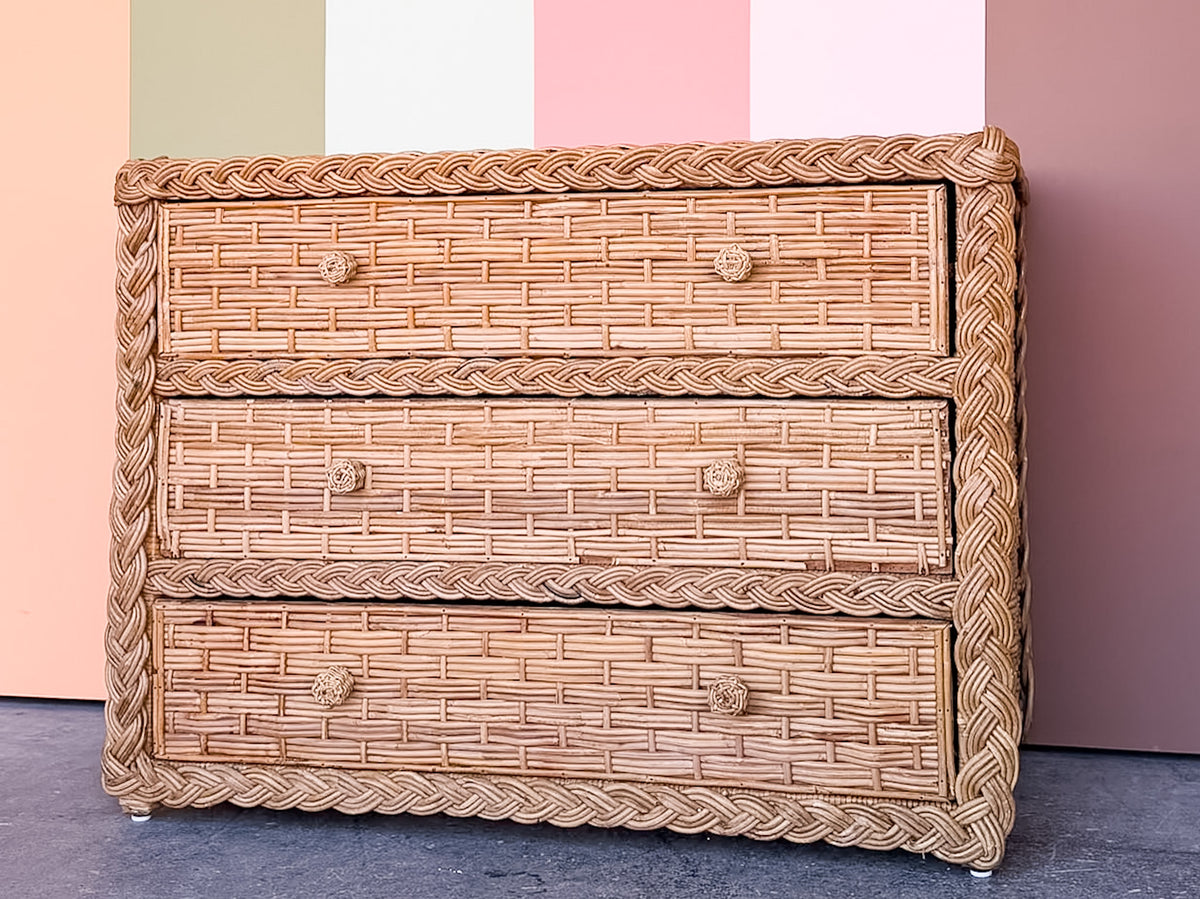 Braided Rattan Wrapped Chest