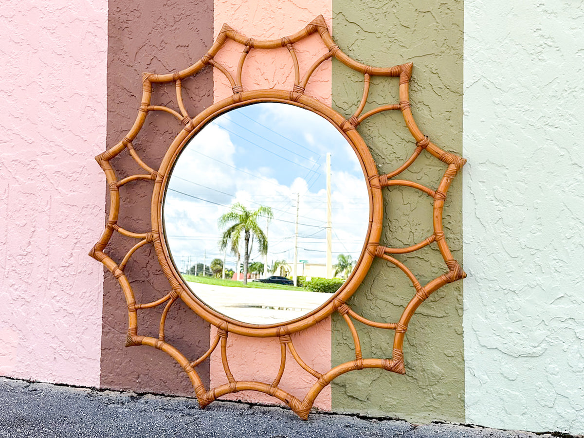 Rattan Flower Mirror
