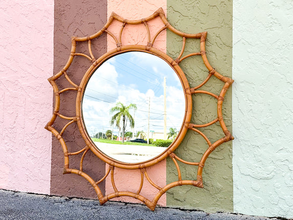 Rattan Flower Mirror